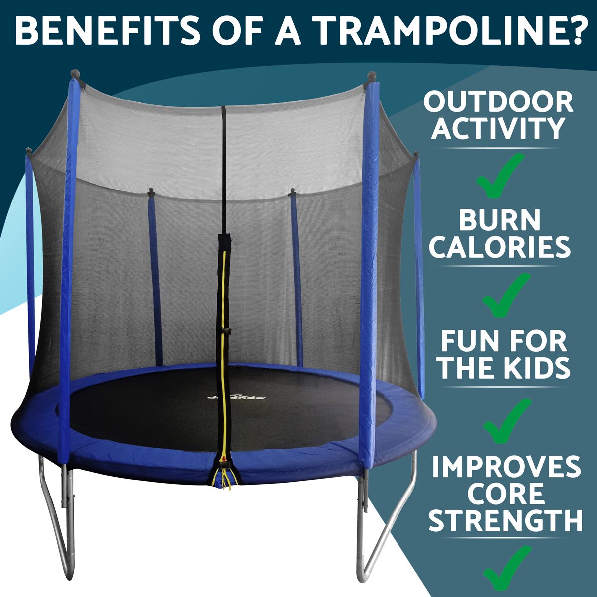 Dellonda Heavy-Duty Outdoor Trampoline with Safety Enclosure Net 10ft - Image 2