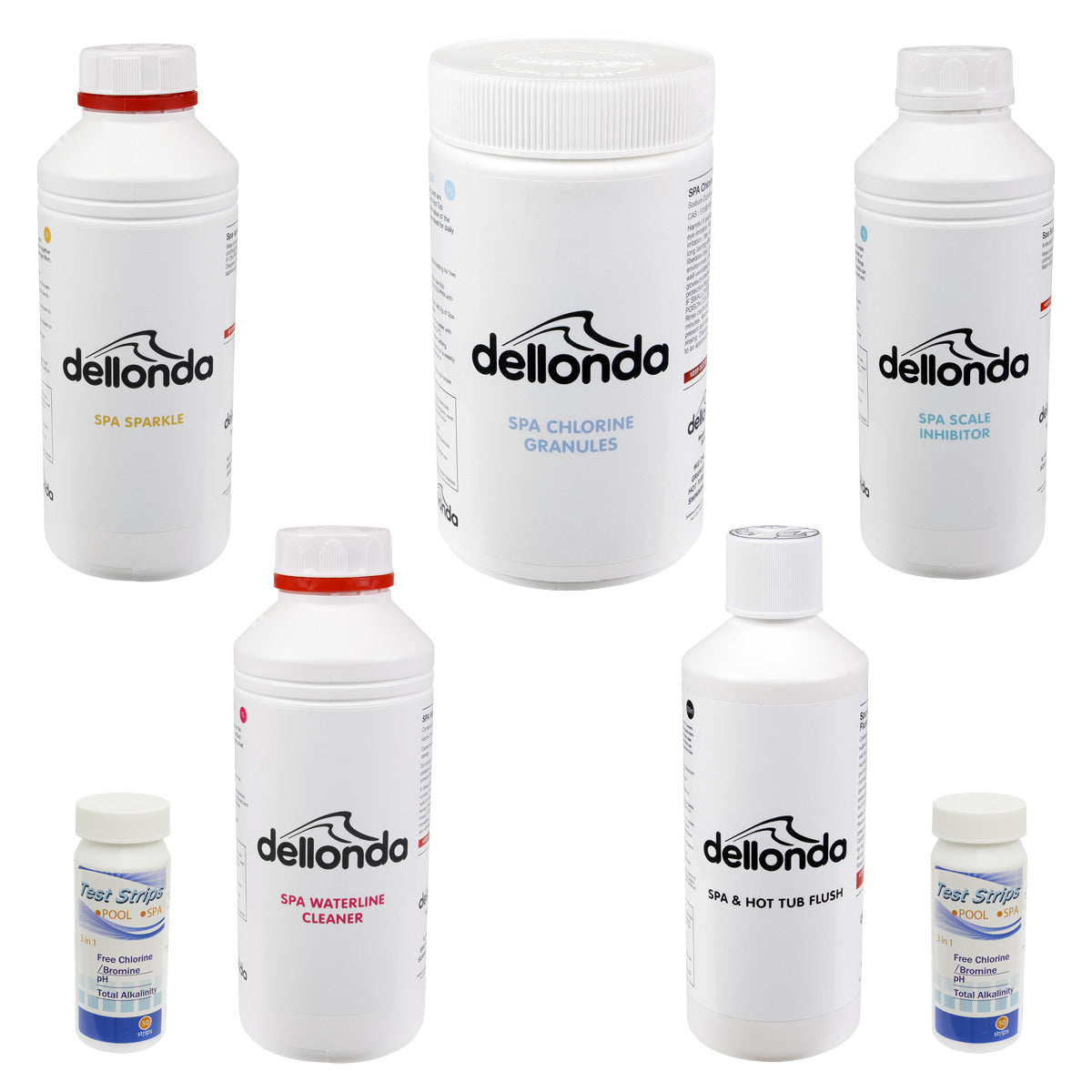 Dellonda Hot Tub/Spa Master Kit with 5 Chemicals & Test Strips DL87