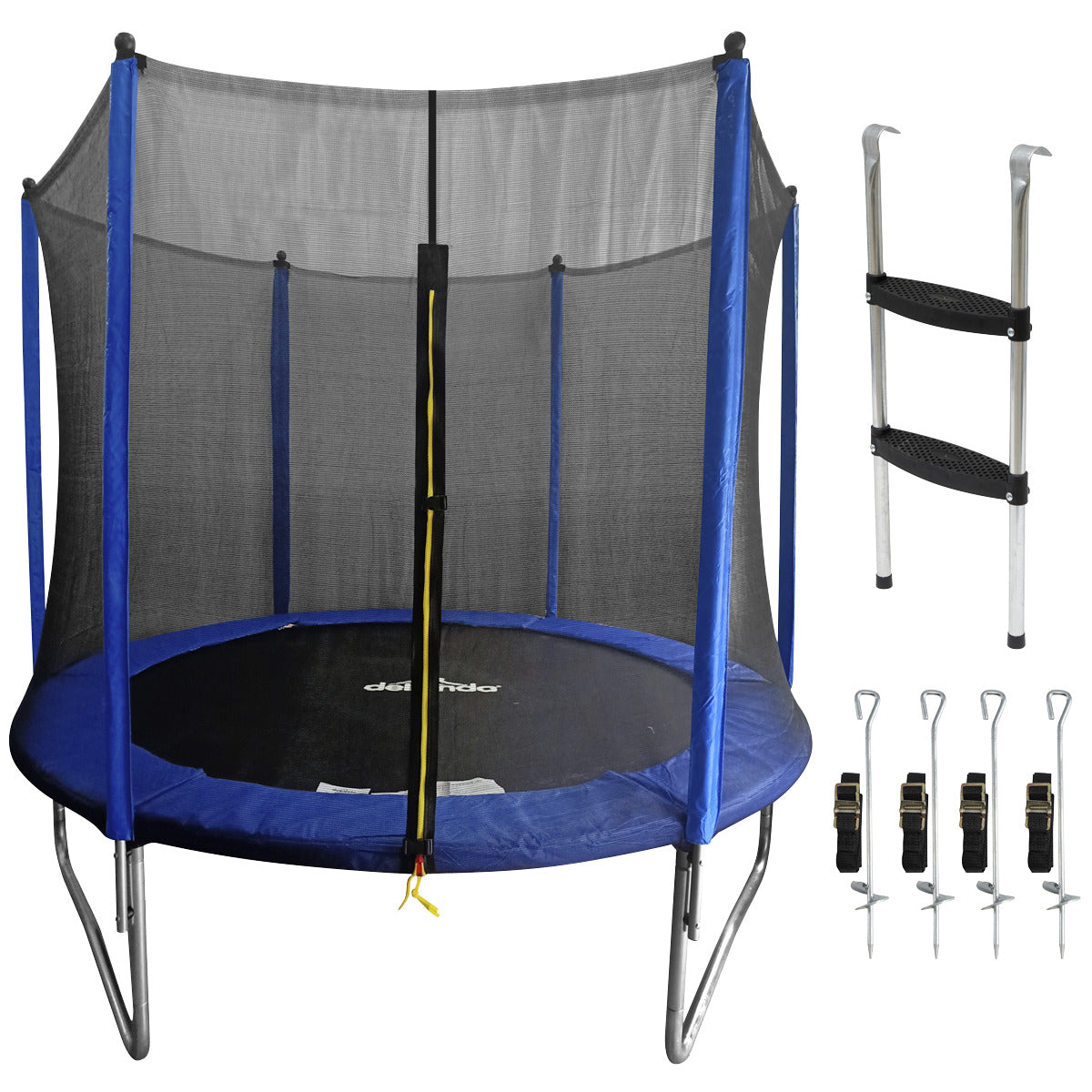 Dellonda Heavy-Duty Outdoor Trampoline with Safety Enclosure Net, Anchors & Ladder 8ft DL93