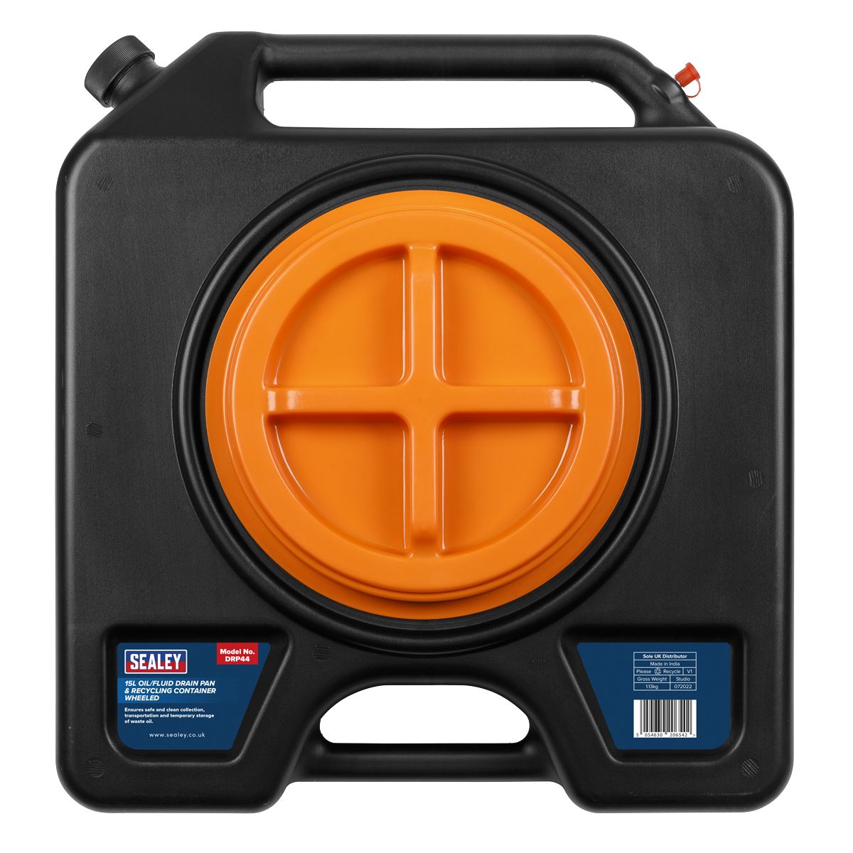 Sealey Oil/Fluid Drain & Recycling Container with Wheels 15L - Image 4
