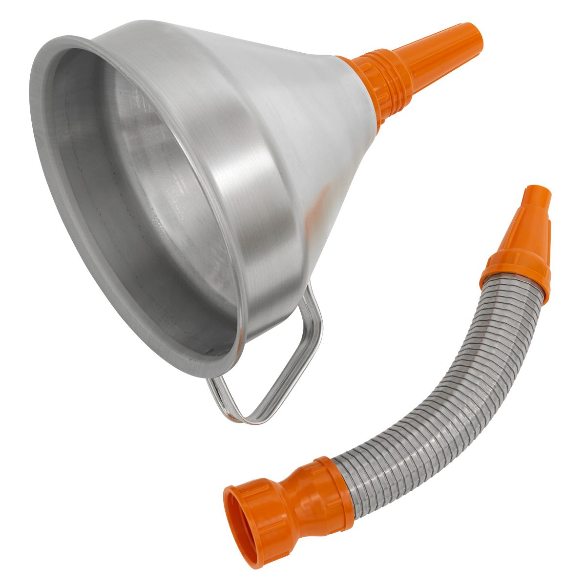 Sealey Metal Flexible Spout Funnel with Filter 200mm - Image 1