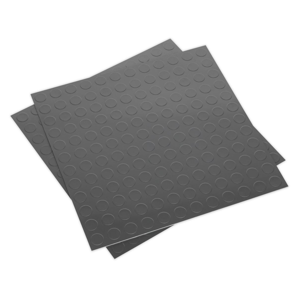 Sealey Vinyl Floor Tile with Peel & Stick Backing Silver Coin - Pack of 16 - Image 1