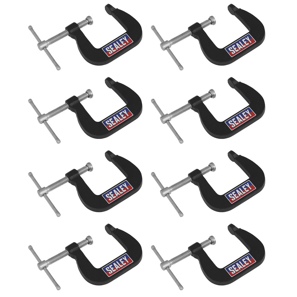 Sealey Junior C-Clamp Set 28mm x 28mm 8pc - Image 1