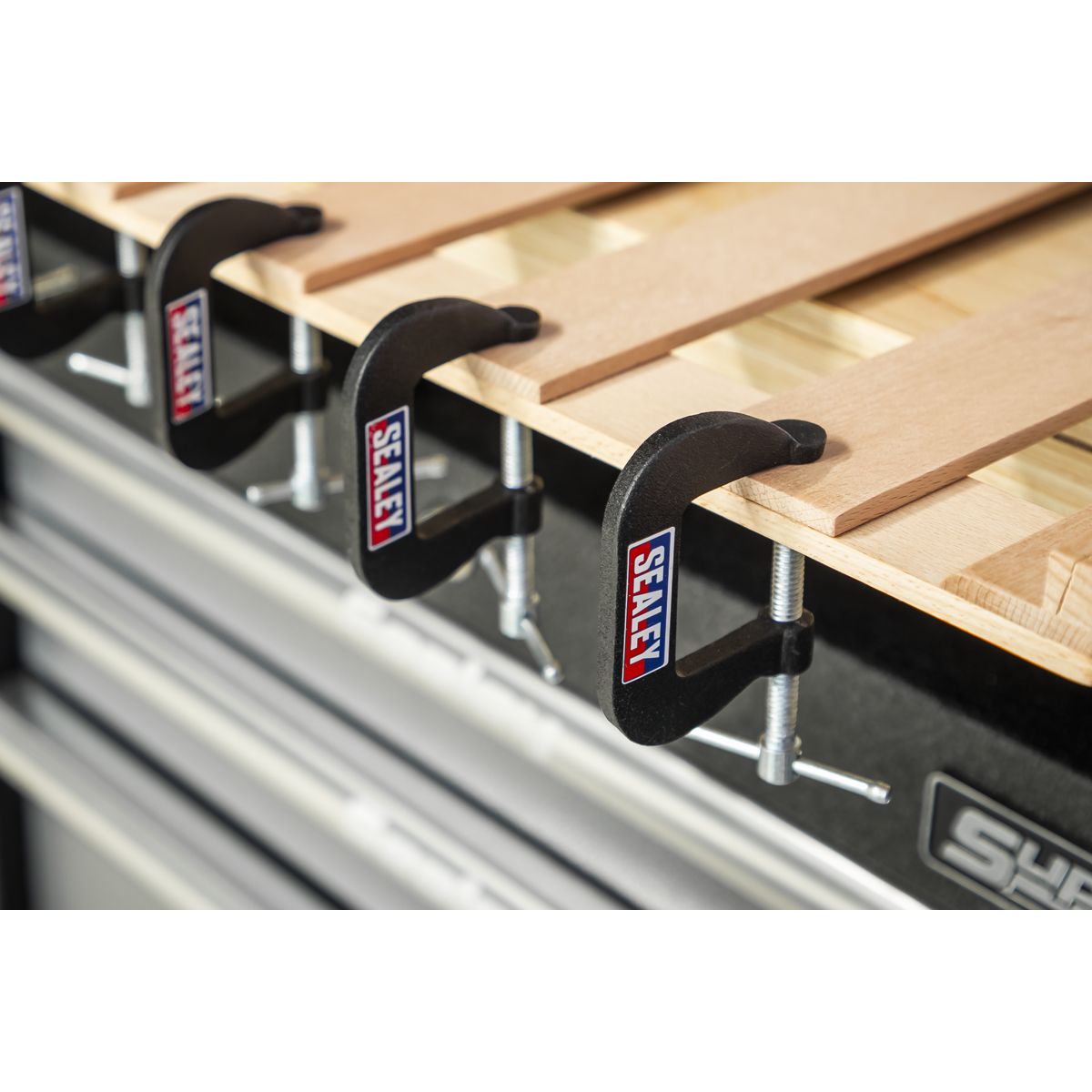 Sealey Junior C-Clamp Set 28mm x 28mm 8pc - Image 4