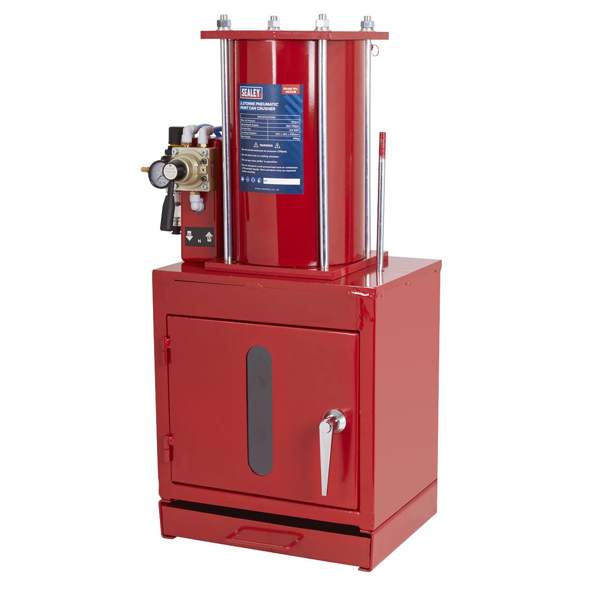 Sealey Pneumatic Paint Can Crusher 2.2 Tonne - Image 2