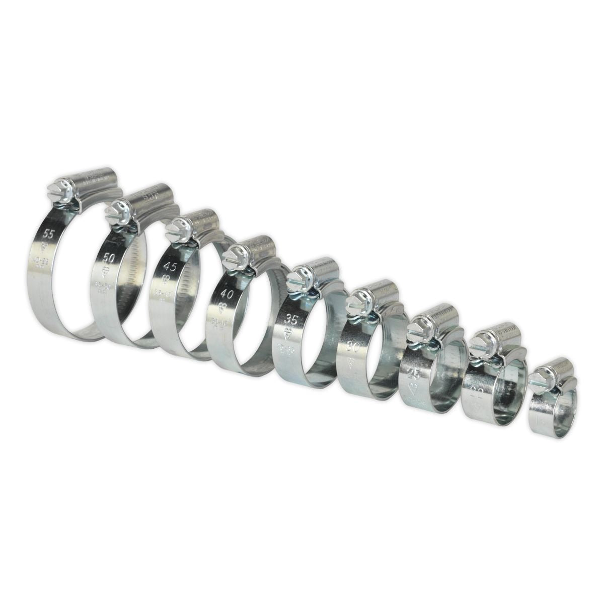 Sealey HI-GRIP Zinc Plated Hose Clip Assortment 9.5-55mm 85pc - Image 1