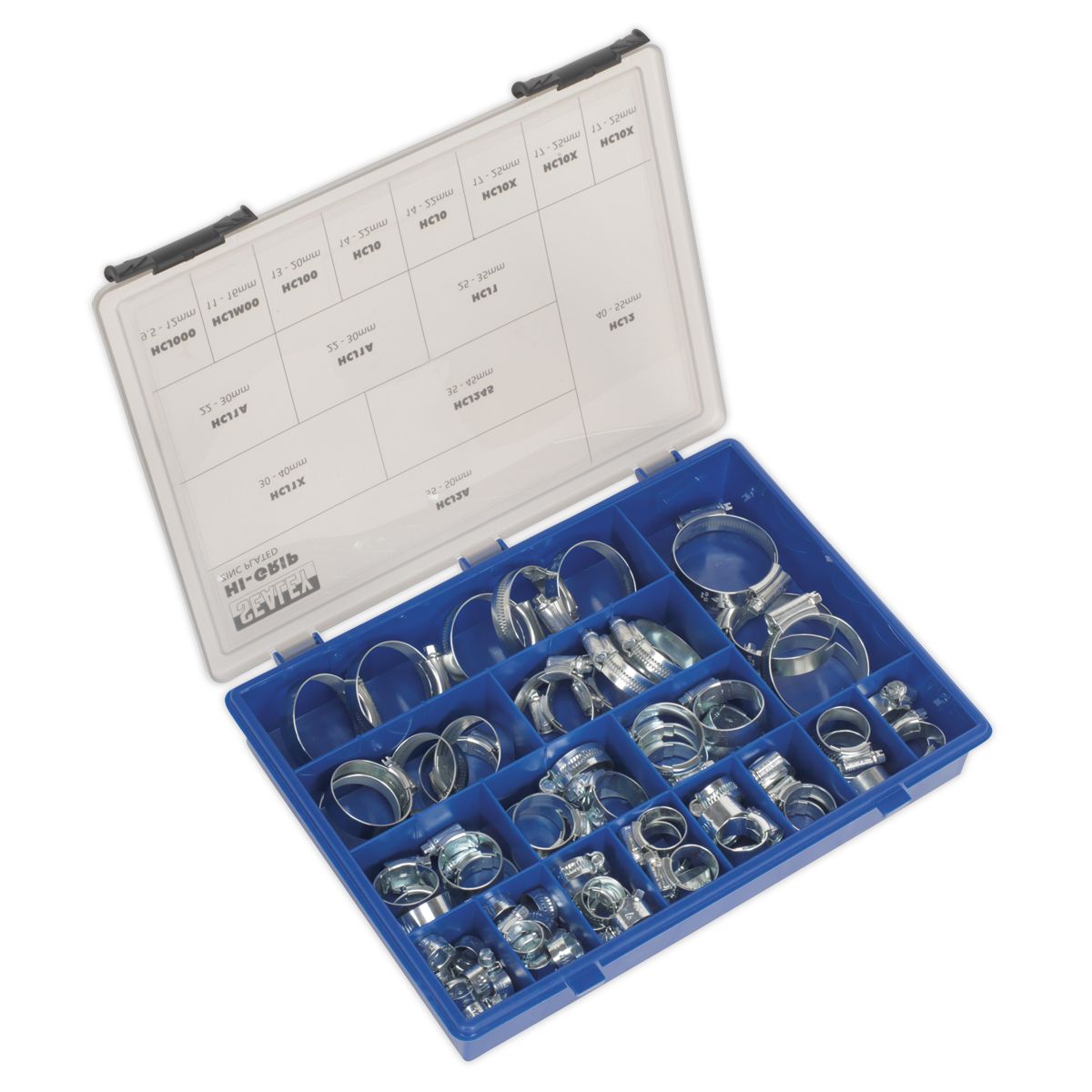 Sealey HI-GRIP Zinc Plated Hose Clip Assortment 9.5-55mm 81pc - Image 1