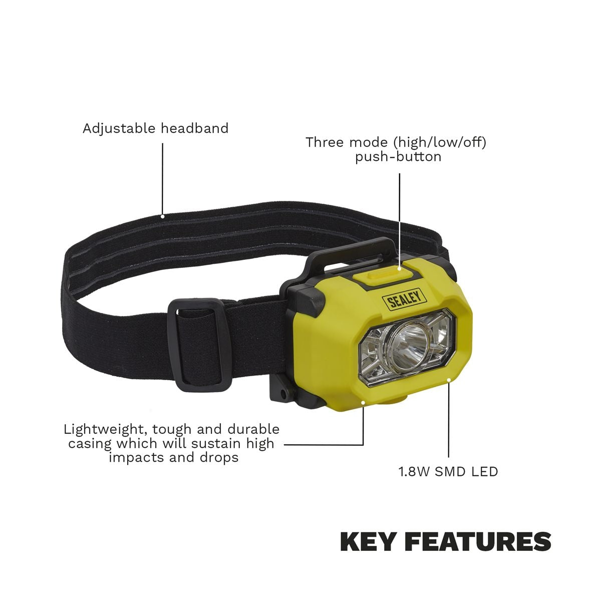 Sealey Intrinsically Safe Head Torch 1.8W SMD LED ATEX/IECEx Approved - Image 4