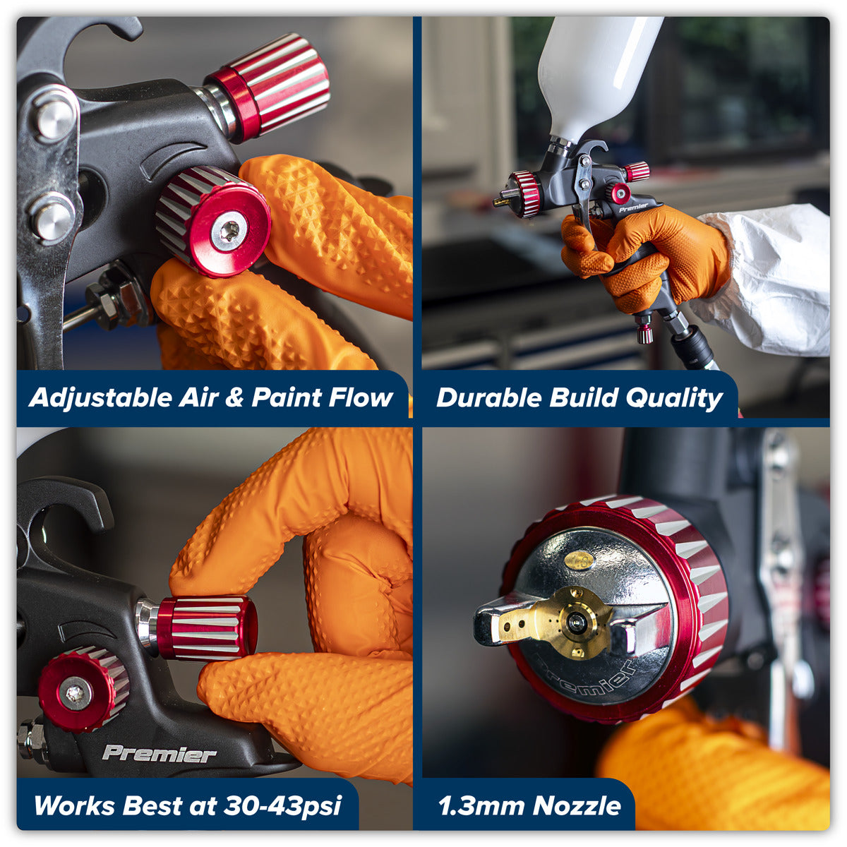 Premier Professional HVLP Gravity Feed Spray Gun 1.3mm Set-Up HVLP01