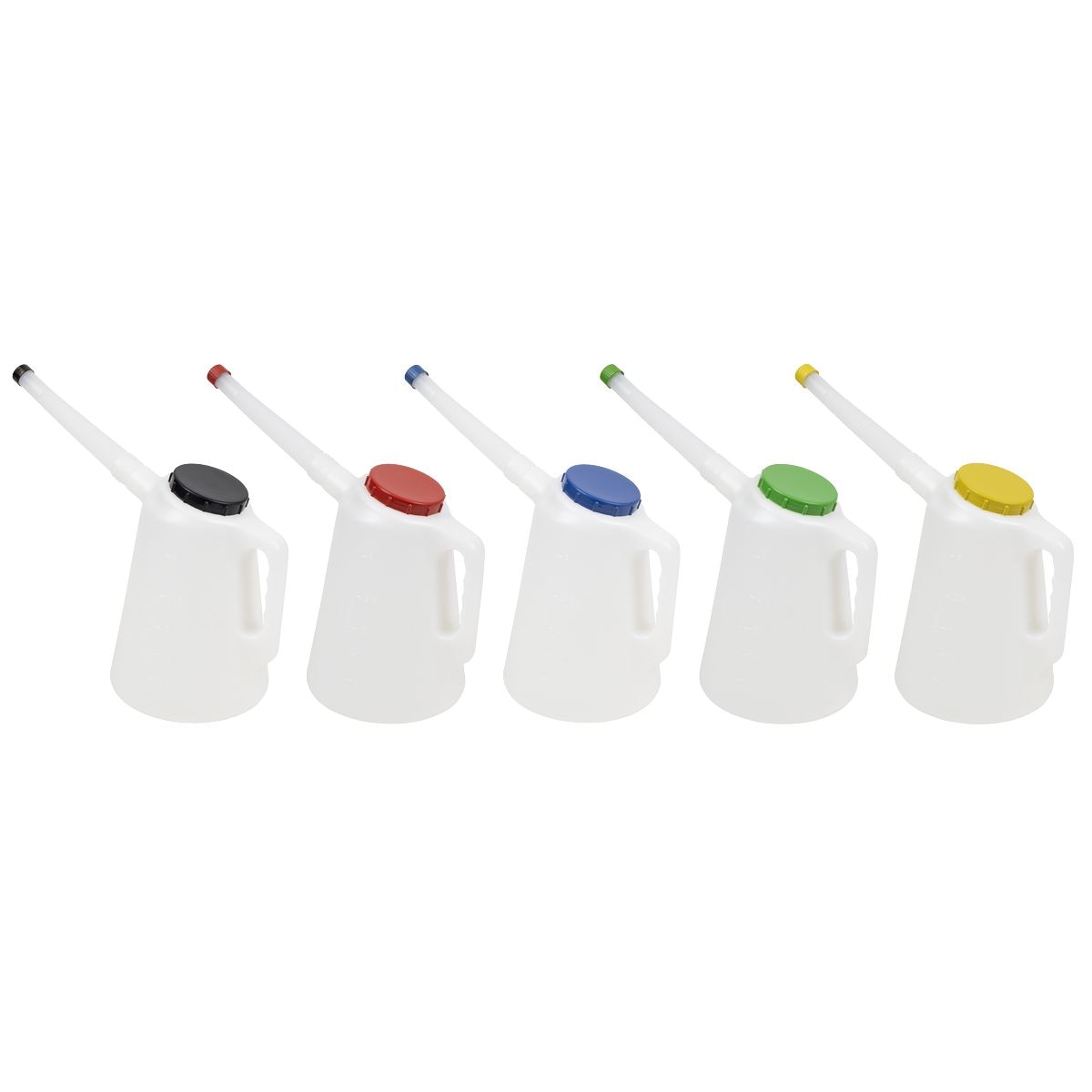Sealey Oil Containers with Flexible Spouts 3L - Set of 5 - Image 1