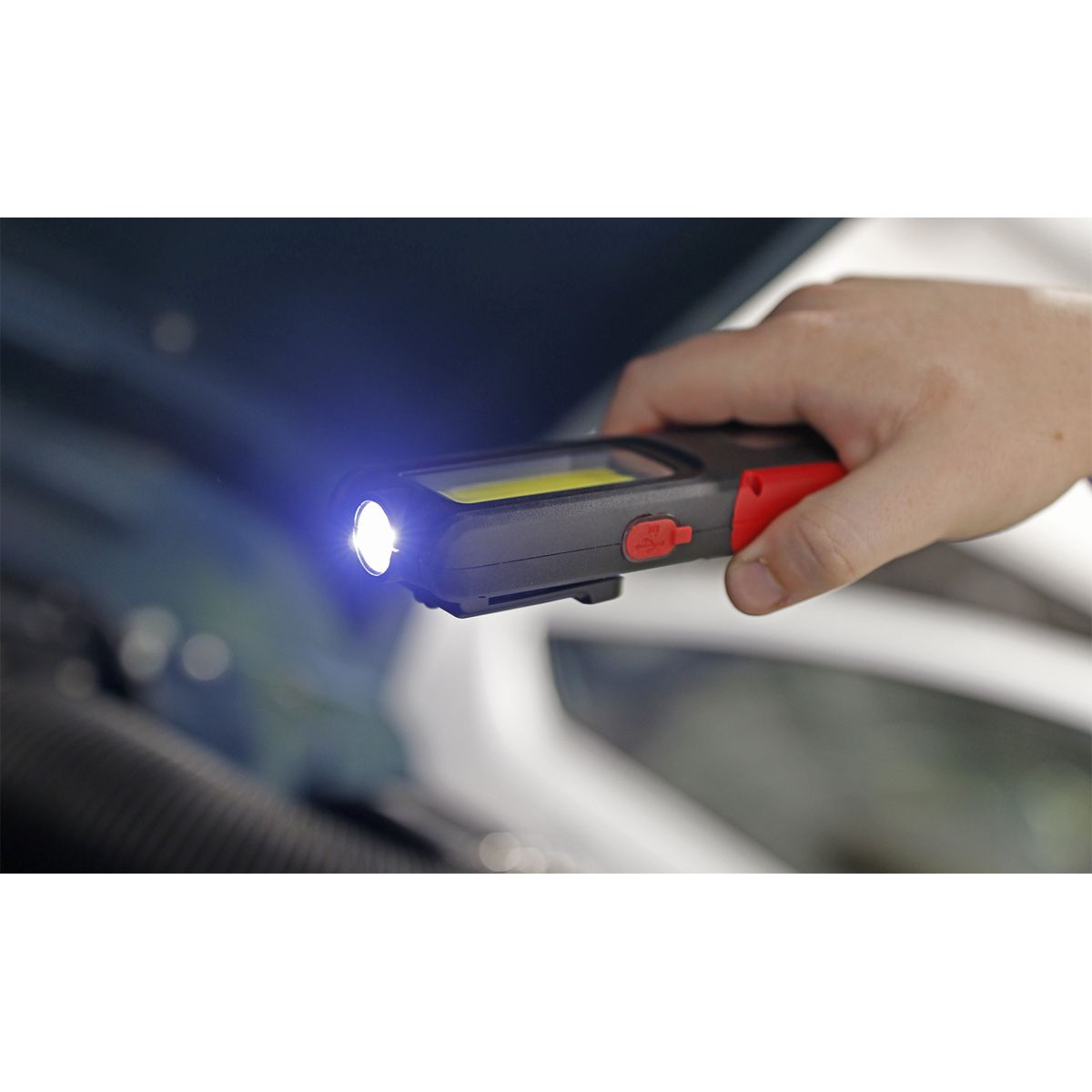 Sealey Rechargeable Inspection Light with Power Bank 5W COB & 3W SMD LED - Red - Image 8
