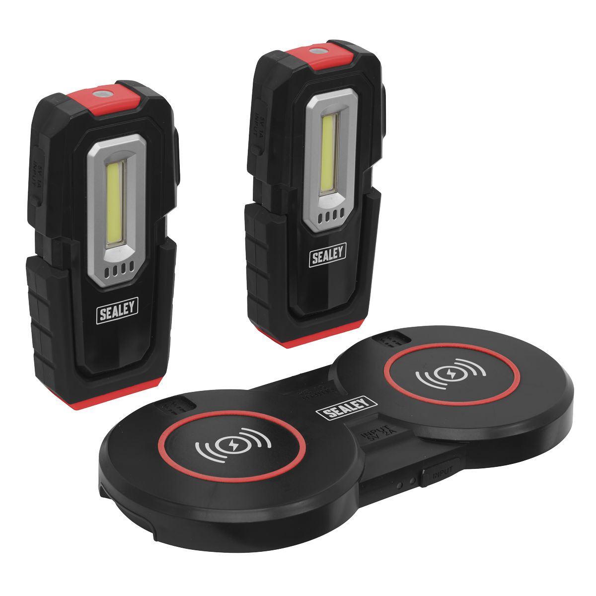 Sealey Inspection Light (x2) with Double Wireless Charging Base 3W COB & 1W SMD LED - Image 1