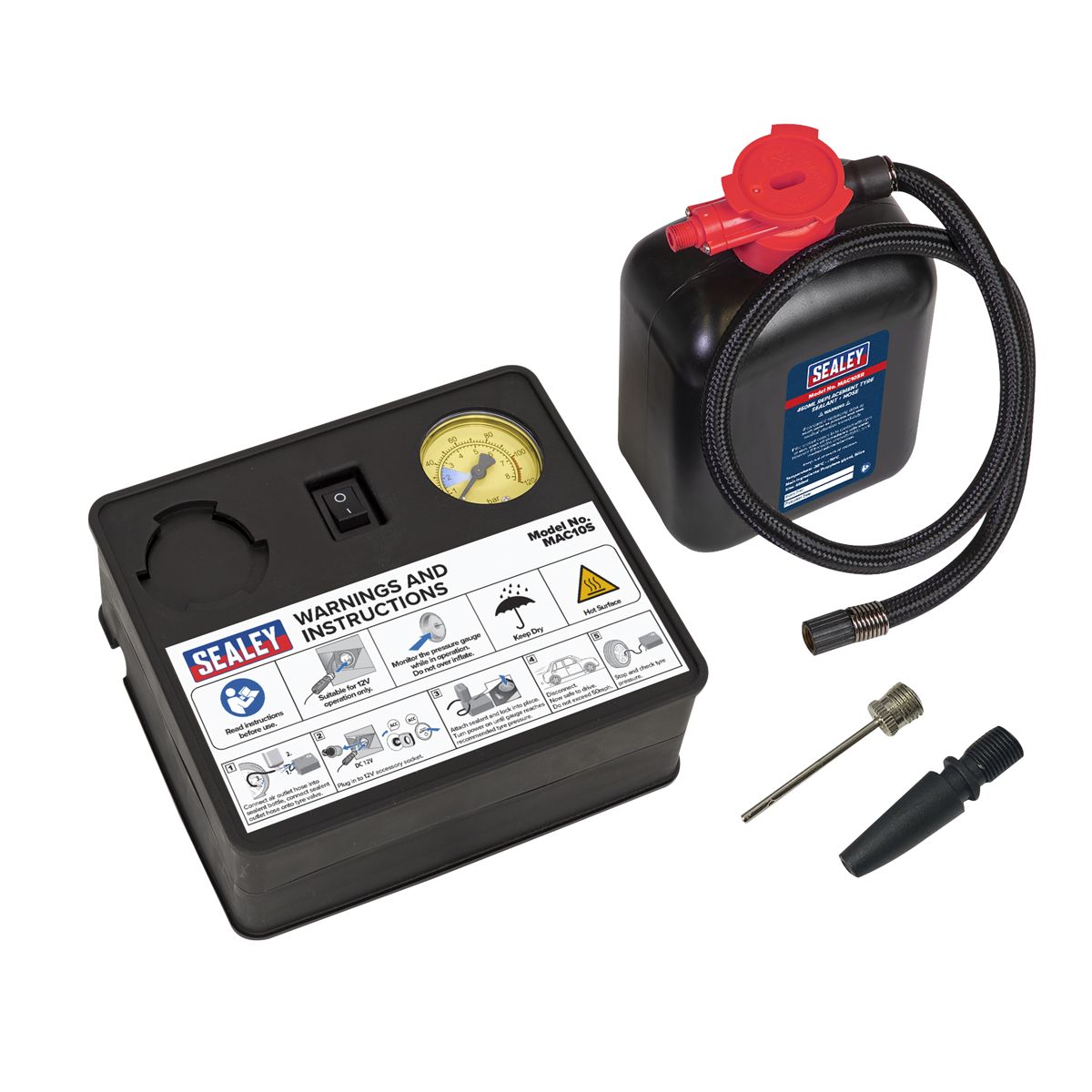 Sealey Tyre Inflator & Emergency Puncture Sealant Kit 12V - Image 1