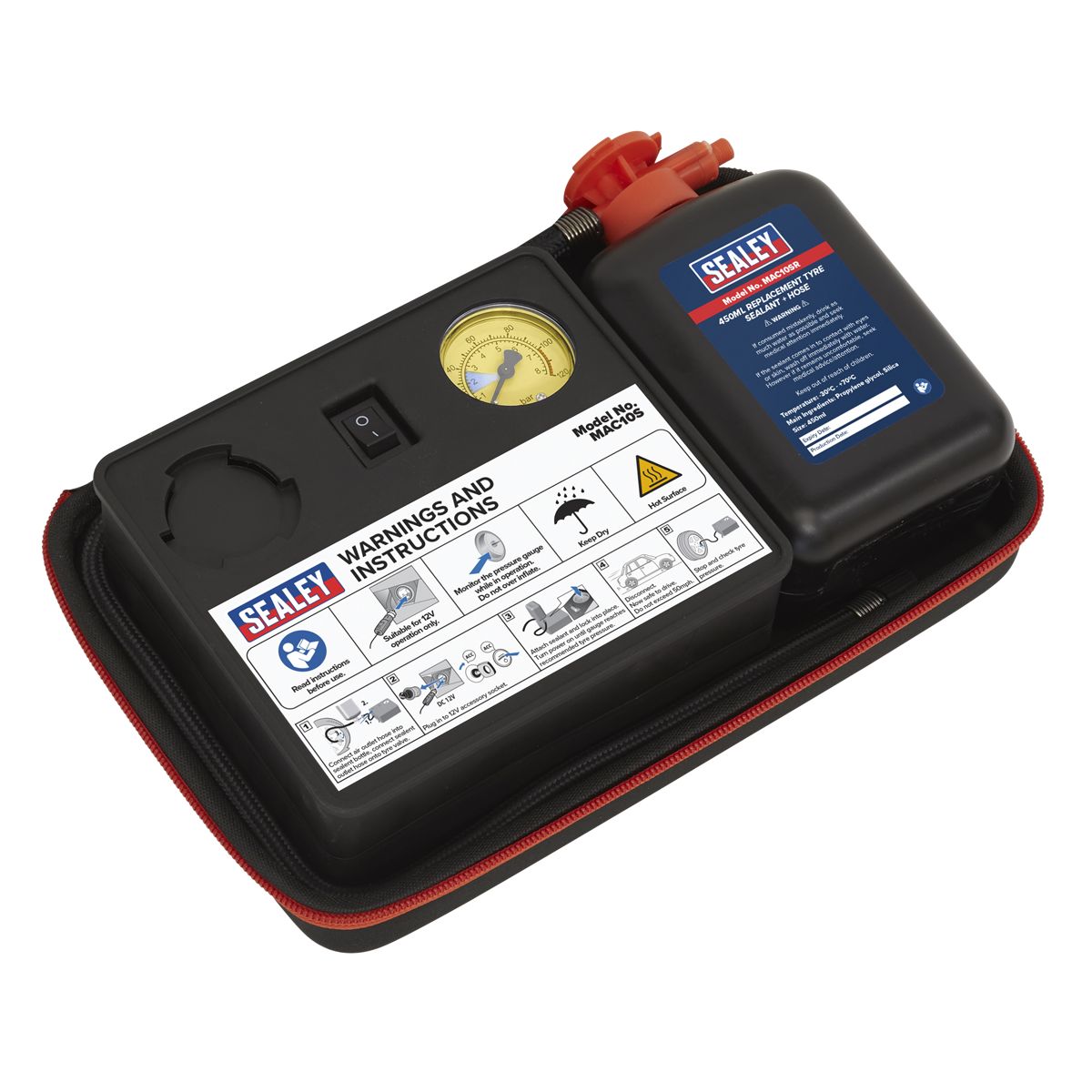 Sealey Tyre Inflator & Emergency Puncture Sealant Kit 12V - Image 2