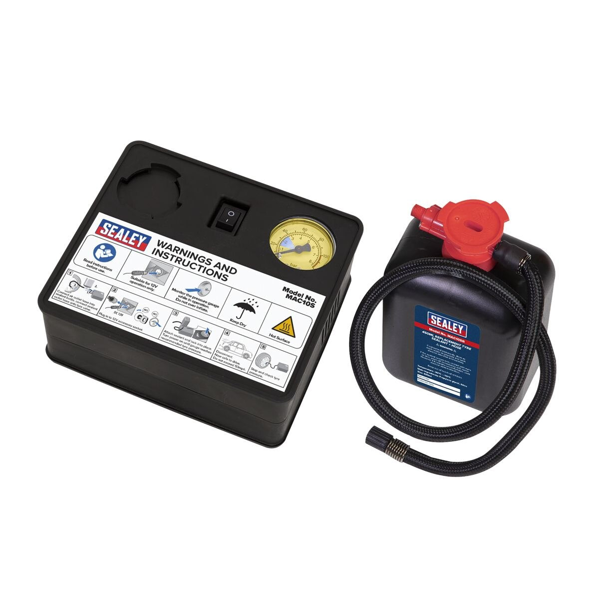 Sealey Tyre Inflator & Emergency Puncture Sealant Kit 12V - Image 7