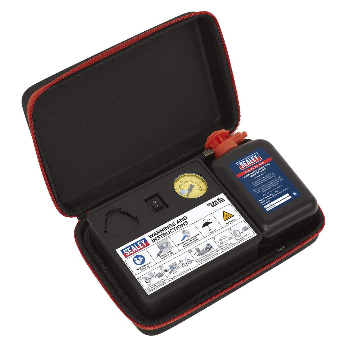 Sealey Tyre Inflator & Emergency Puncture Sealant Kit 12V - Image 9