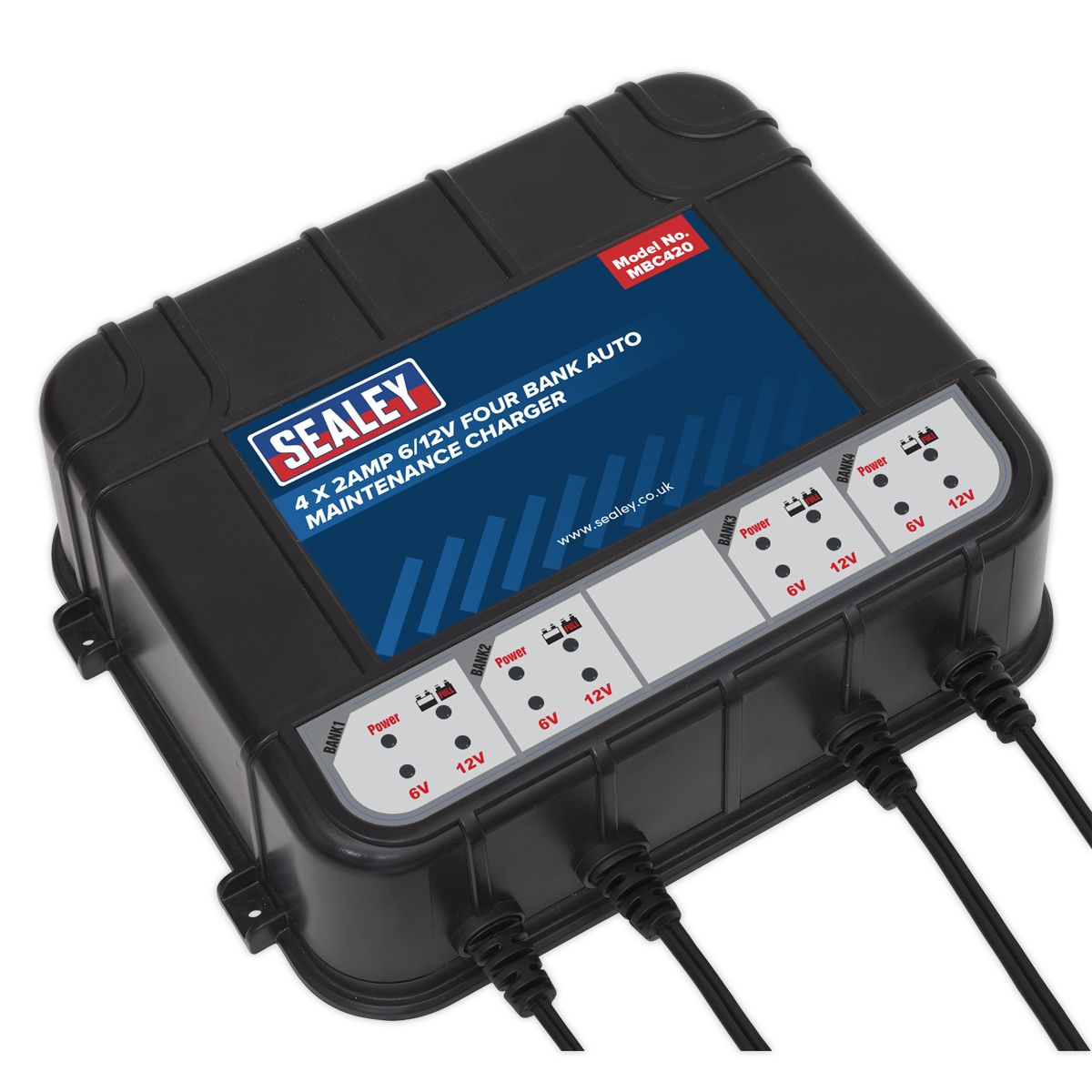 Sealey 6/12V Four Bank Auto Maintenance Charger 8A (4 x 2A) - Image 1