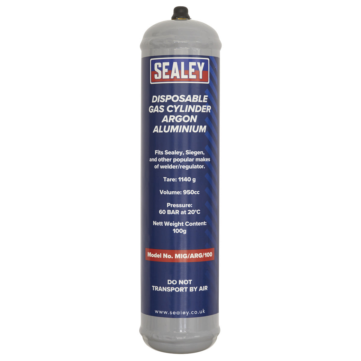 Sealey Disposable Argon Gas Cylinder 100g - Box of 12 MIG/ARG/100/12