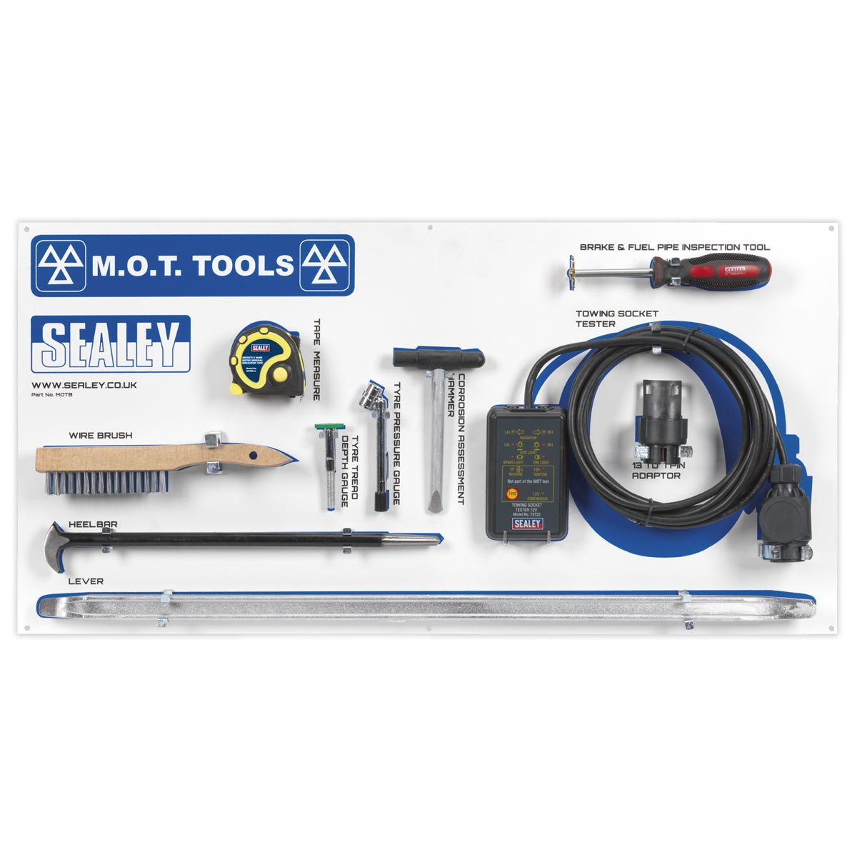 Sealey MOT Tool Board with Tools - Image 1