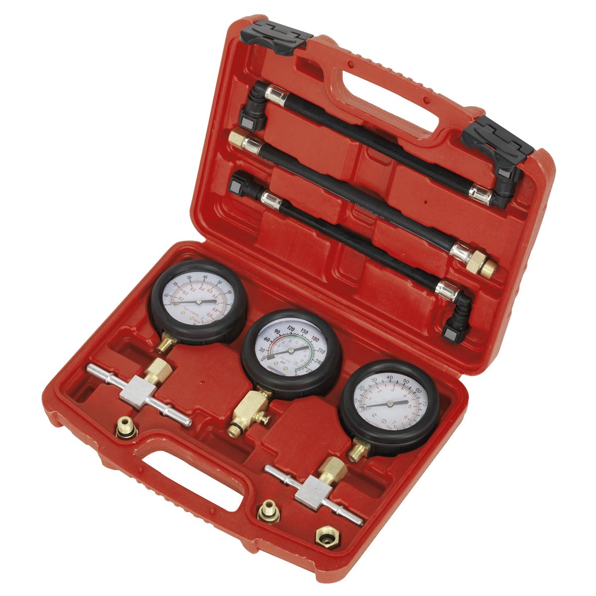 Sealey Motorcycle Compression & Fuel Pressure Gauge Set 3pc - Image 5