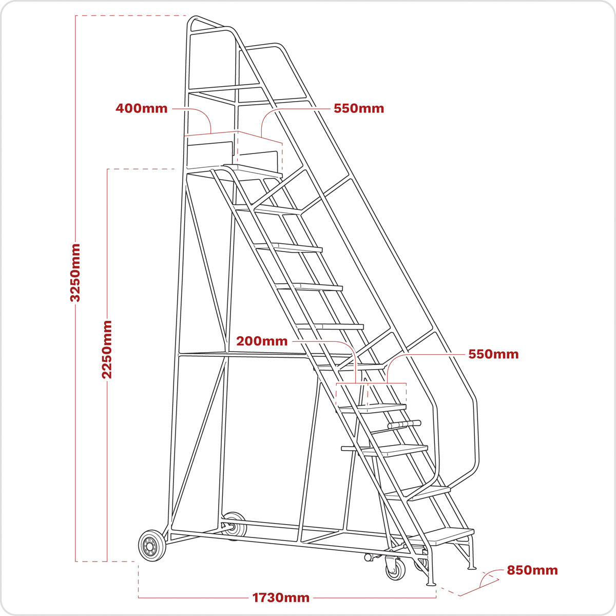 Sealey Mobile Safety Steps 9-Tread MSS09