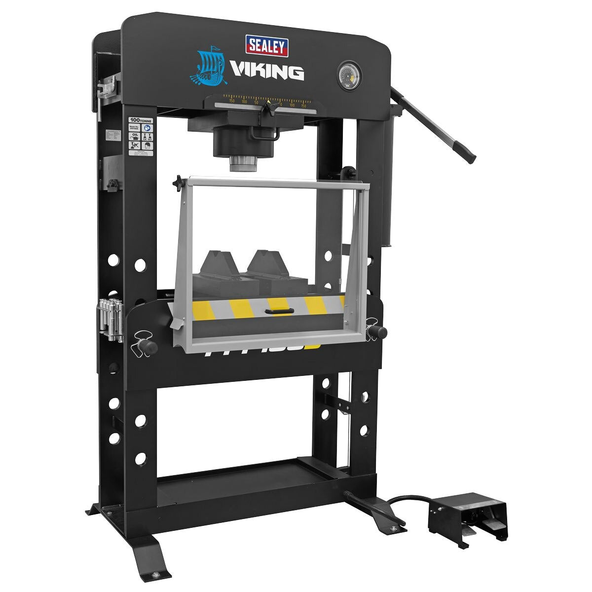 Sealey Viking Floor Type Air/Hydraulic Press with Sliding Ram & Foot Pedal 100 Tonne - Image 7
