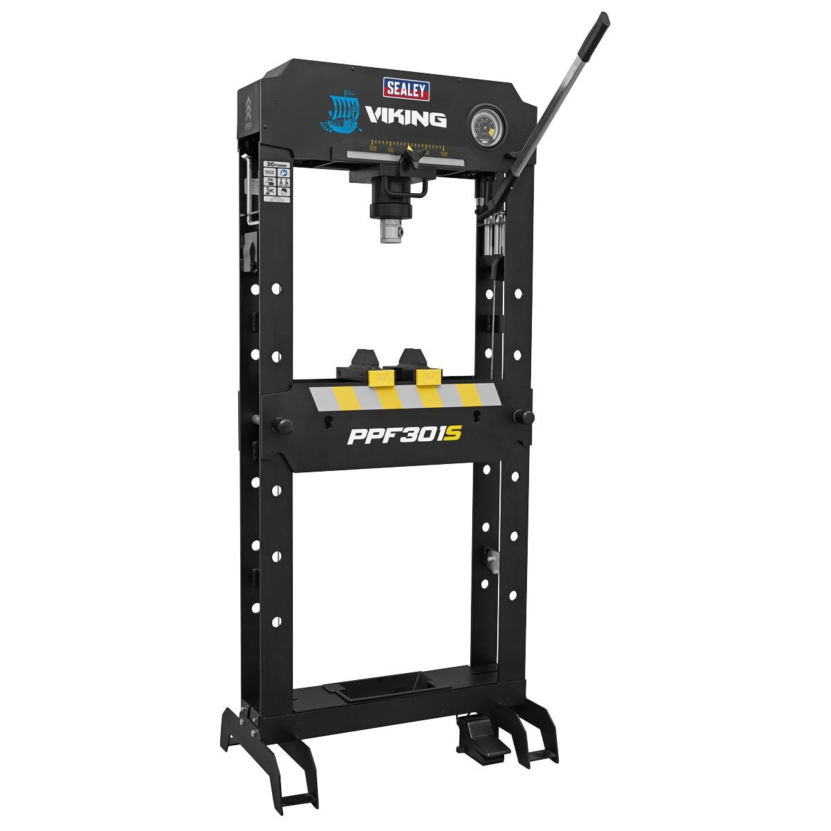 Sealey Viking Floor Type Air/Hydraulic Press with Sliding Ram & Foot Pedal 30 Tonne - Image 1
