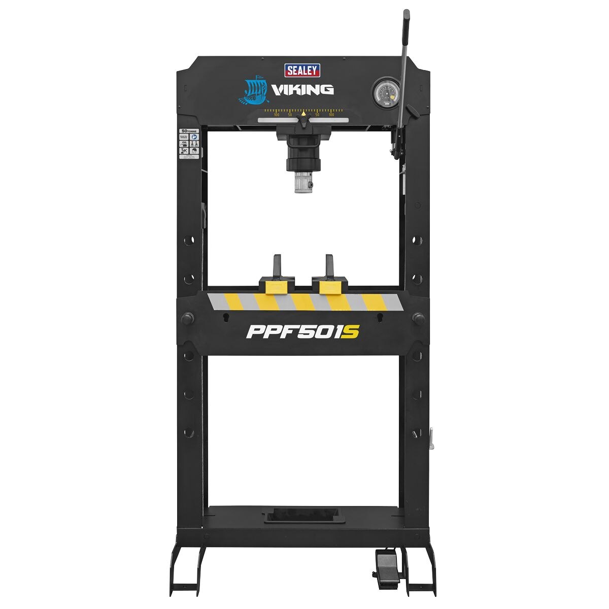 Sealey Viking Floor Type Air/Hydraulic Press with Sliding Ram & Foot Pedal 50 Tonne - Image 6