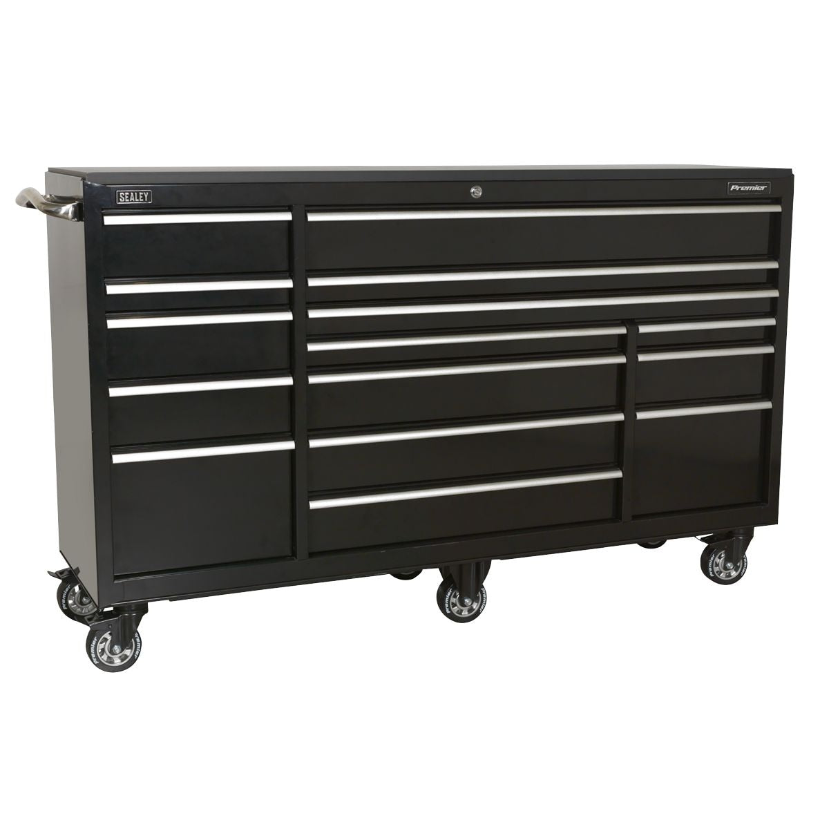 Sealey Premier Heavy-Duty Rollcab 15 Drawer Extra-Wide 1845mm - Black - Image 1