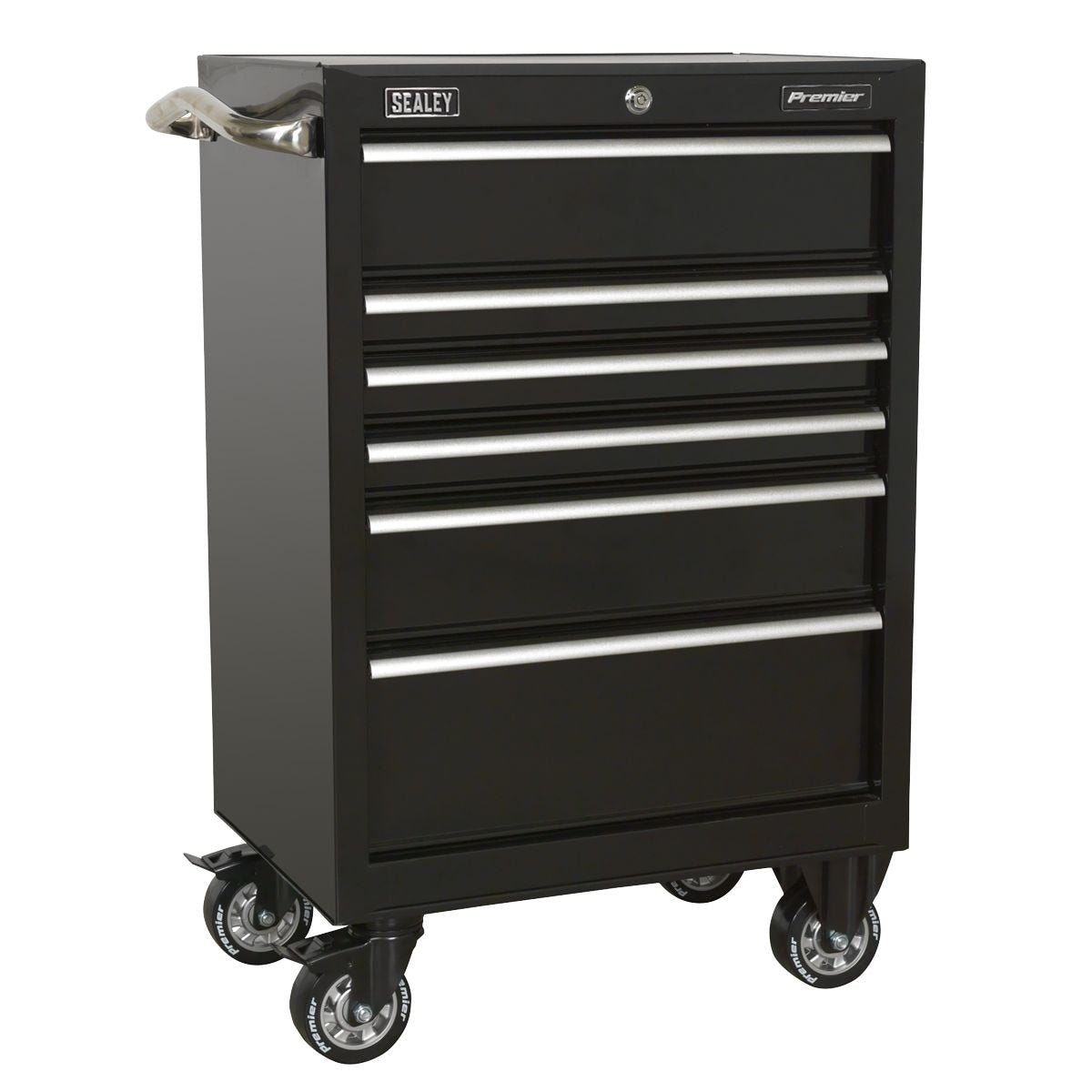 Sealey Premier Heavy-Duty Rollcab 6 Drawer 675mm - Black - Image 1