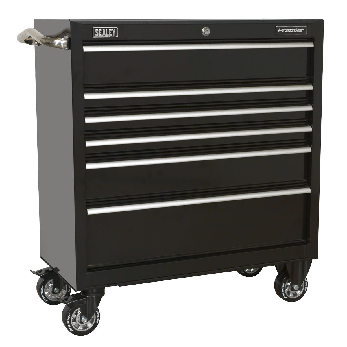 Sealey Premier Heavy-Duty Rollcab 930mm 6 Drawer - Black - Image 1
