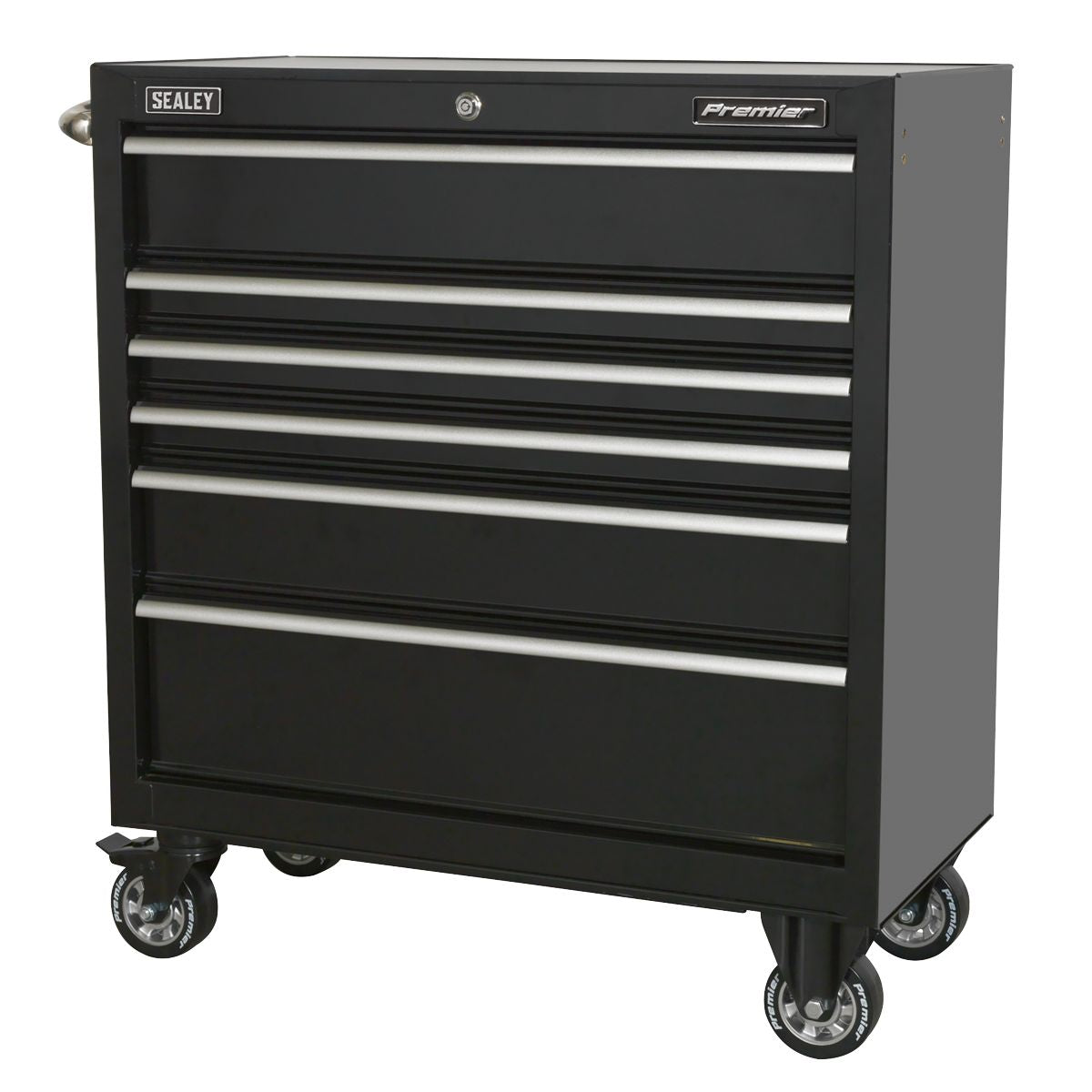 Sealey Premier Heavy-Duty Rollcab 930mm 6 Drawer - Black - Image 7