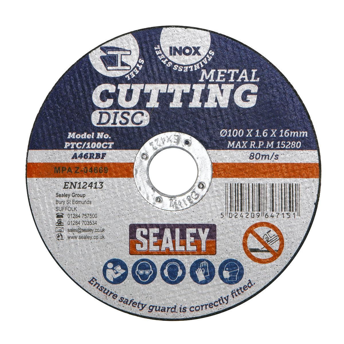Sealey 100 x 1.6mm Cutting Disc 16mm Bore - Pack of 50 - Image 3