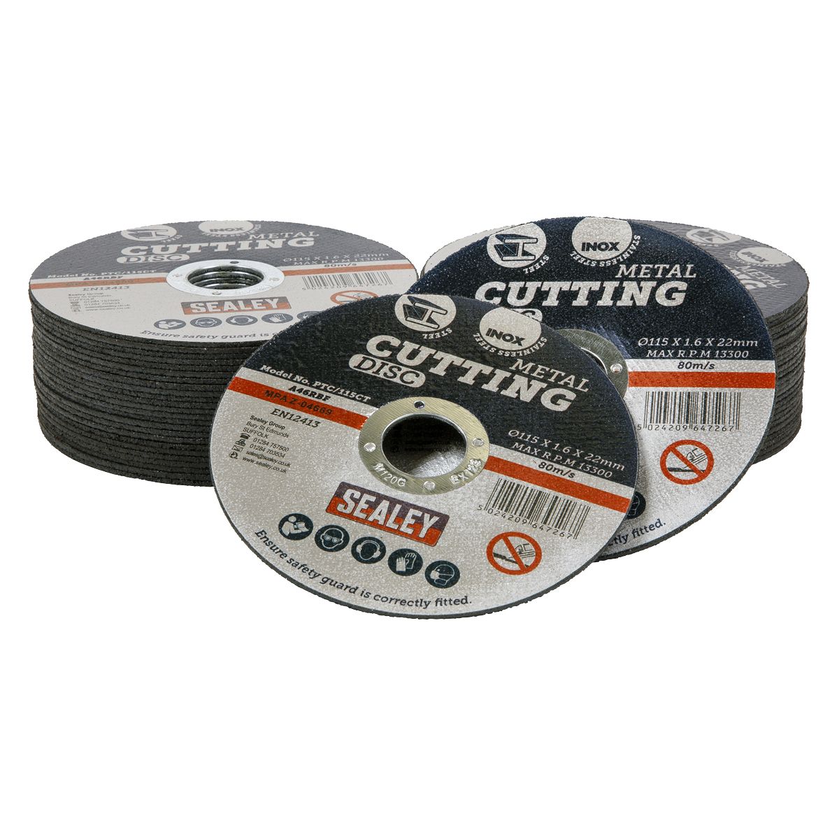 Sealey 115 x 1.6mm Cutting Disc 22mm Bore - Pack of 50 - Image 1