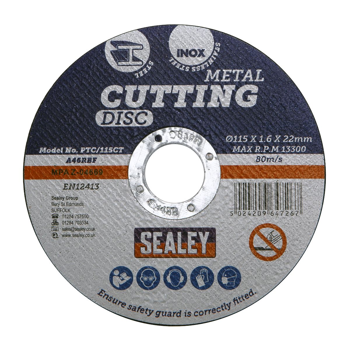 Sealey 115 x 1.6mm Cutting Disc 22mm Bore - Pack of 50 - Image 6