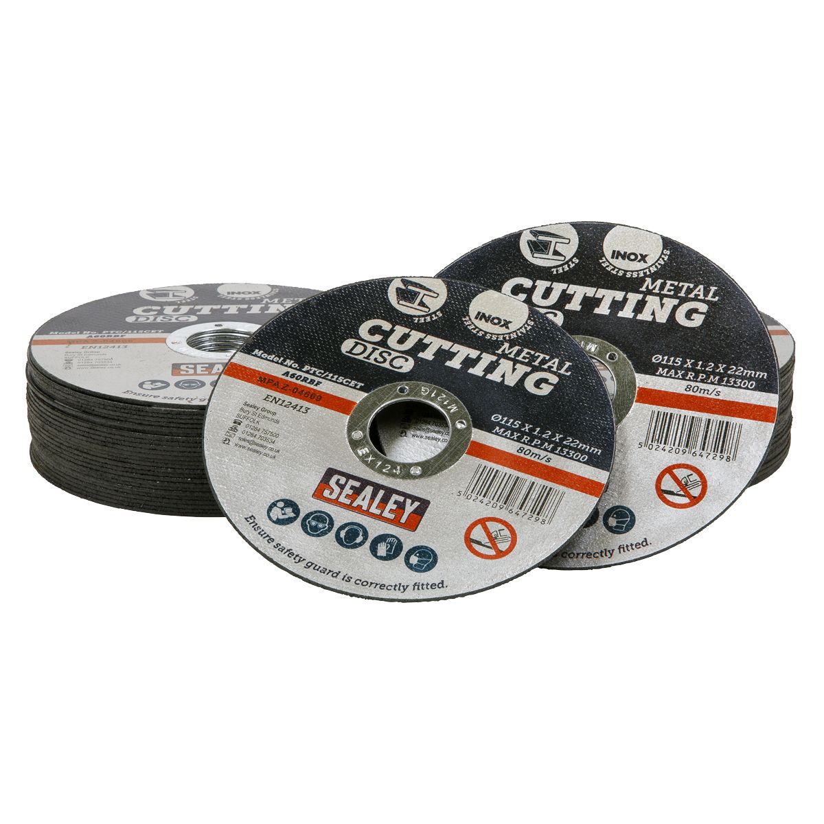 Sealey 115 x 1.2mm Cutting Disc 22mm Bore - Pack of 50 - Image 1