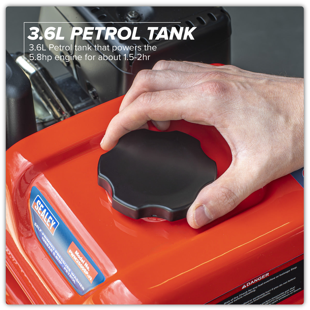 Sealey Pressure Washer 198bar 513L/hr Self-Priming 5.8hp Petrol PWM2500SP