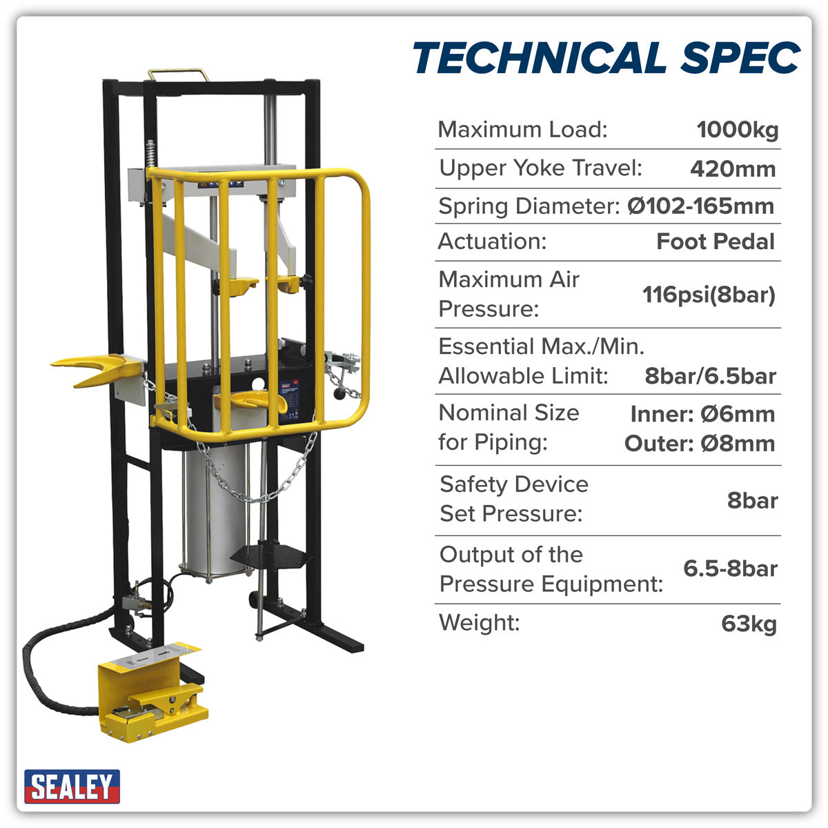 Sealey Air Operated Coil Spring Compressor 1000kg RE300