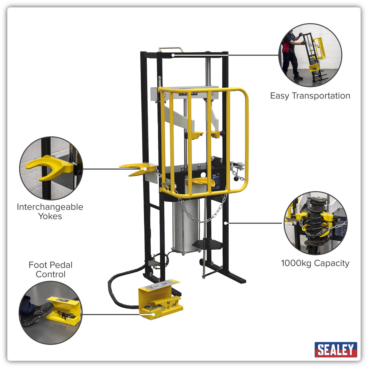 Sealey Air Operated Coil Spring Compressor 1000kg RE300