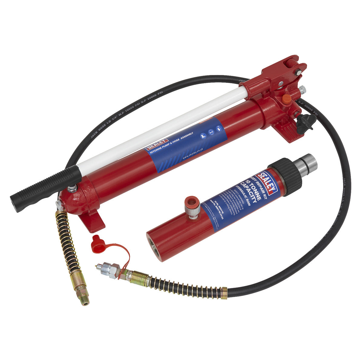 Sealey Snap Push Ram with Pump & Hose Assembly 10 Tonne RE97.10-COMBO