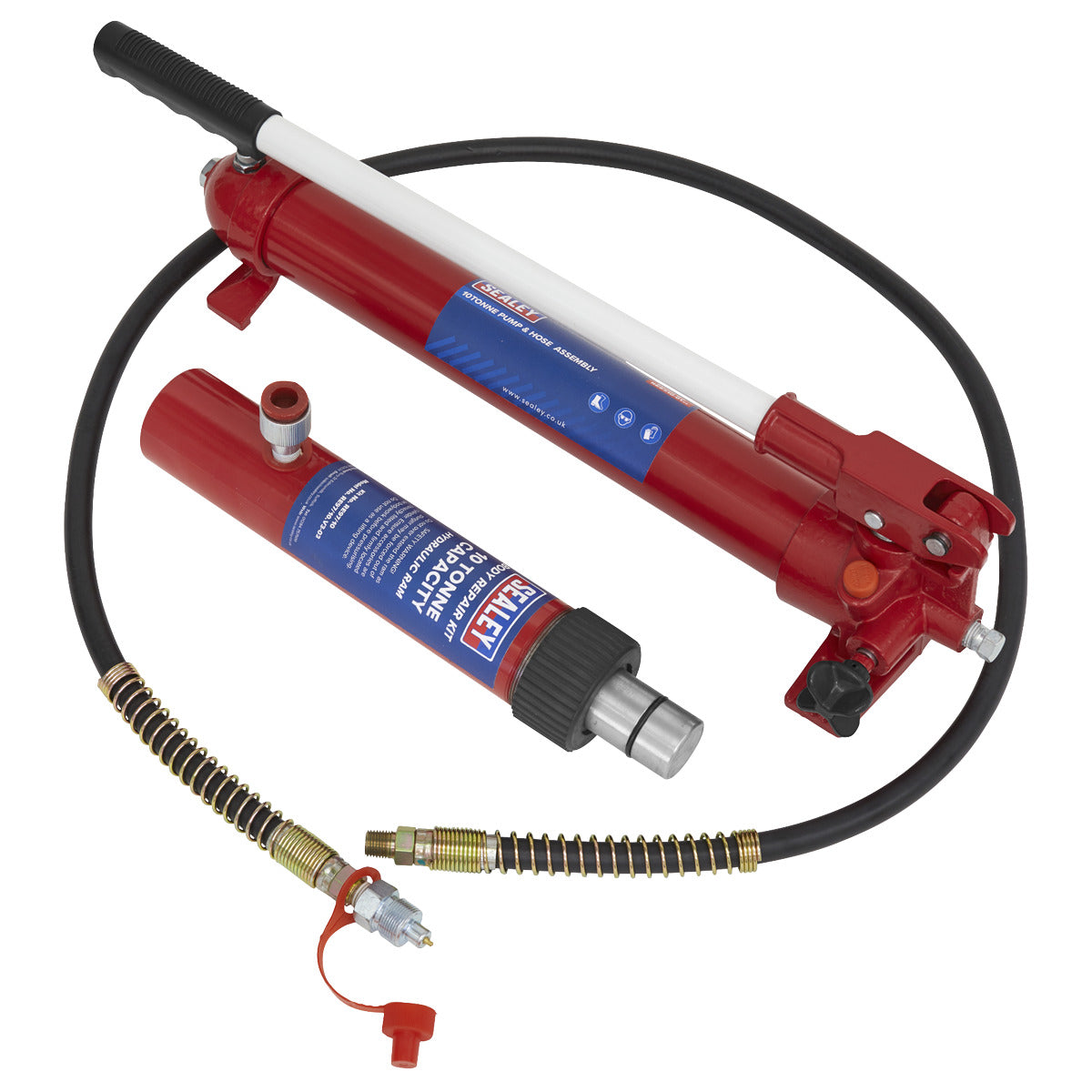 Sealey Snap Push Ram with Pump & Hose Assembly 10 Tonne RE97.10-COMBO