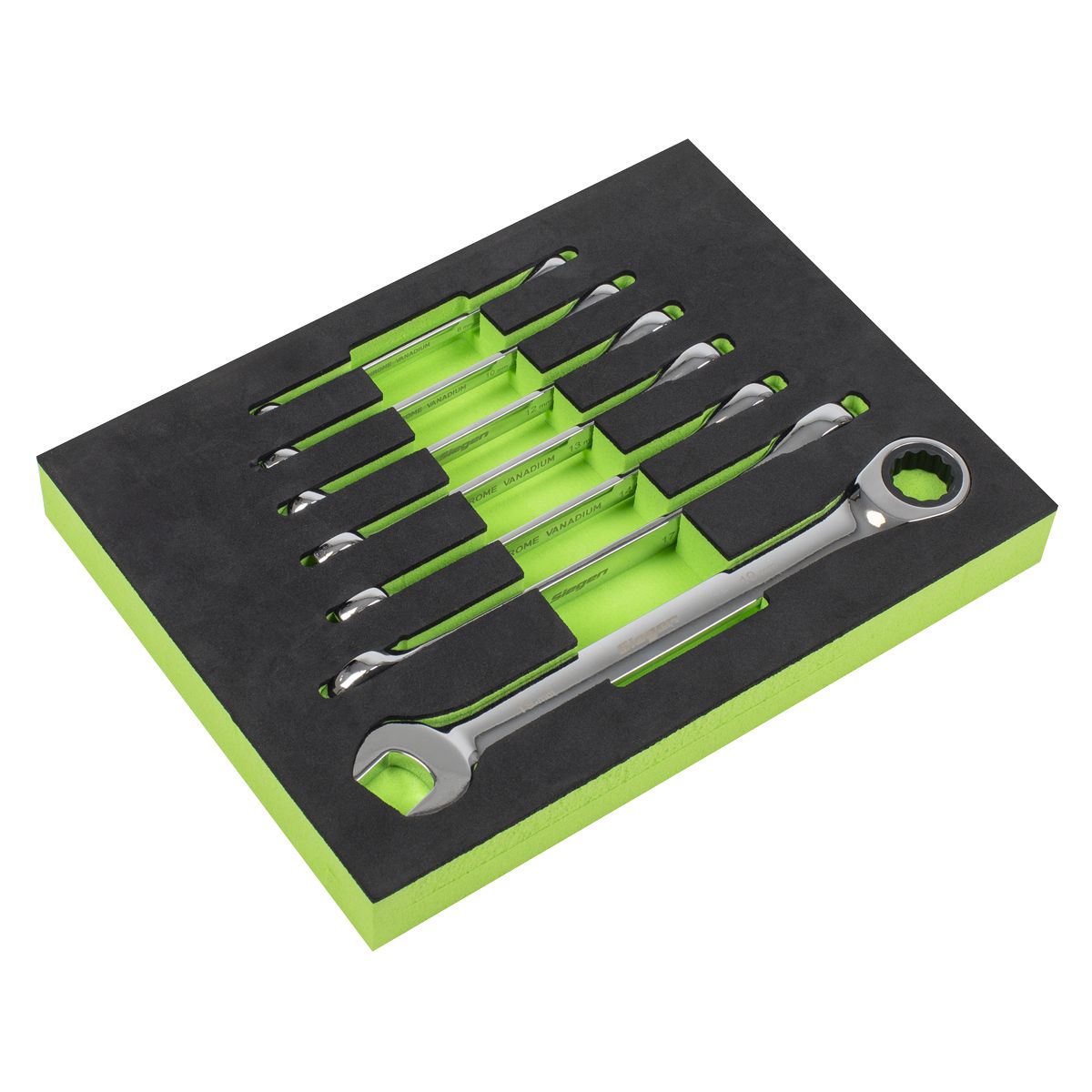 Sealey Siegen Combination Ratchet Spanner Set 7pc