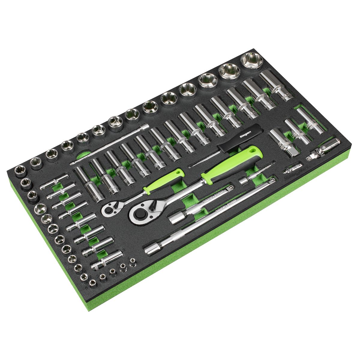 Sealey Siegen Socket Set with Tool Tray 1/4" & 1/2"Sq Drive 62pc - Image 1