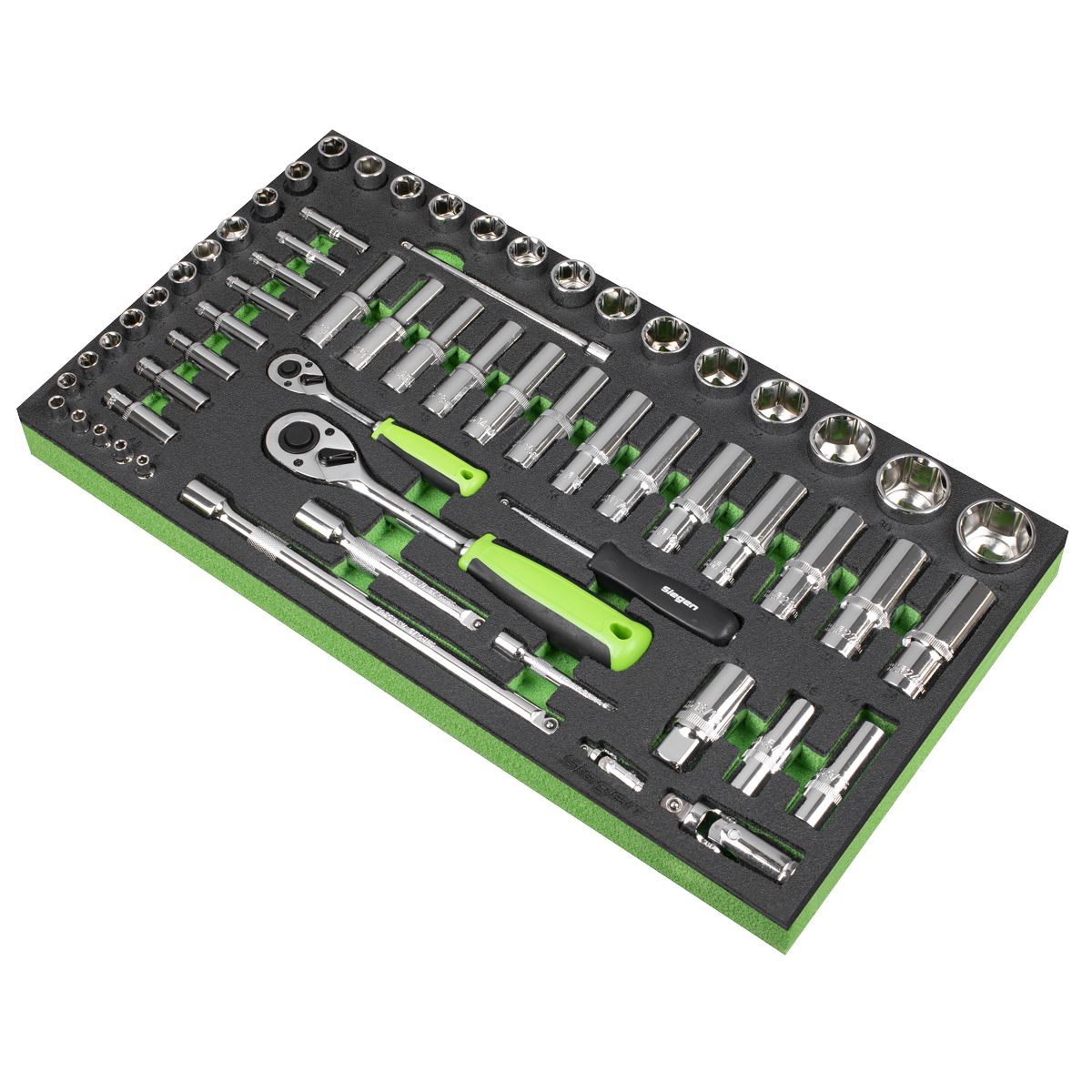 Sealey Siegen Socket Set with Tool Tray 1/4" & 1/2"Sq Drive 62pc - Image 2