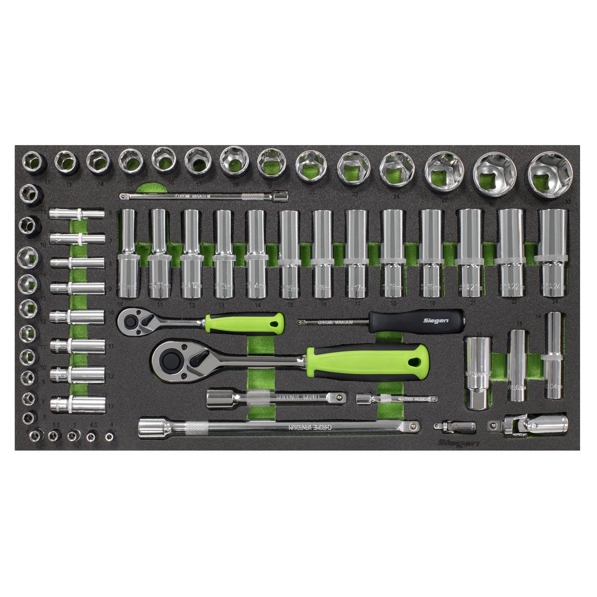 Sealey Siegen Socket Set with Tool Tray 1/4" & 1/2"Sq Drive 62pc - Image 3