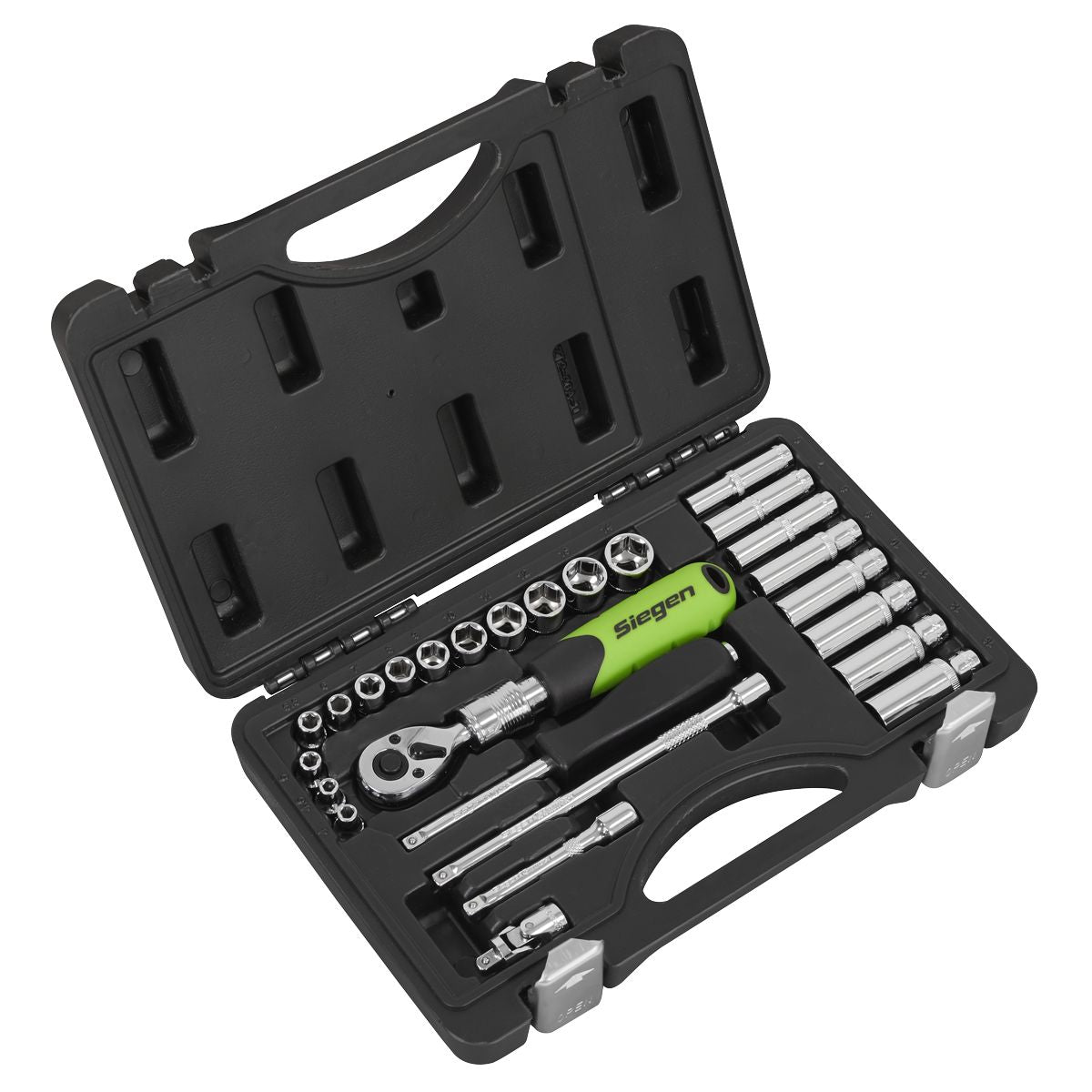 Sealey Socket Set Extending Ratchet 1/4"Sq Drive 26pc - Image 1