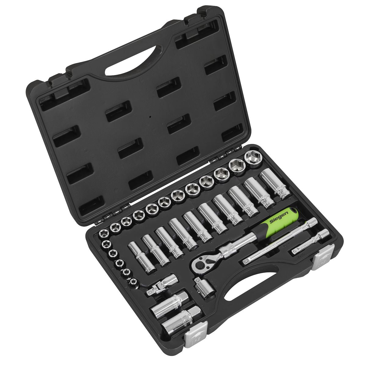 Sealey Siegen Extending Ratchet Socket Set 3/8"Sq Drive 34pc - Image 1