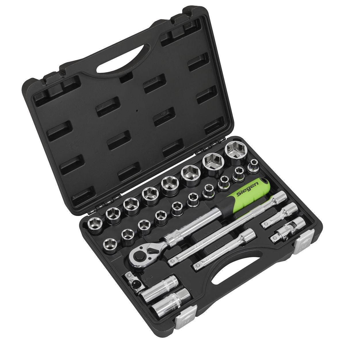Sealey Siegen Extending Ratchet Socket Set 1/2"Sq Drive 26pc - Image 1