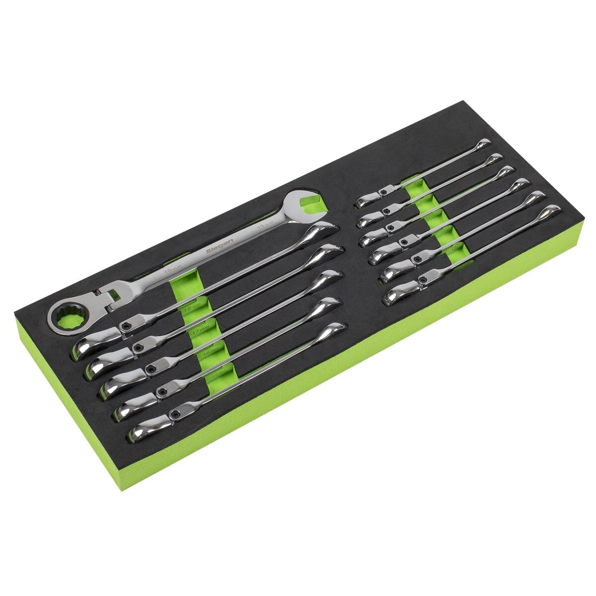 Sealey Siegen Flexible Head Ratchet Combination Spanner Set 12pc - Image 1