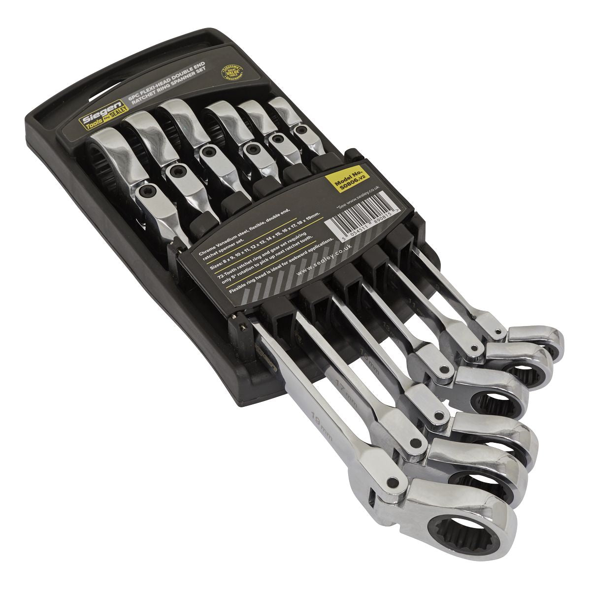 Sealey Siegen Double End Ratchet Ring Spanner Set with Flexi-Head 6pc - Image 3